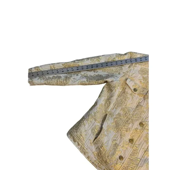 Laura Ashley Gold Metallic Floral Jacket Size Medium - Picture 6 of 10